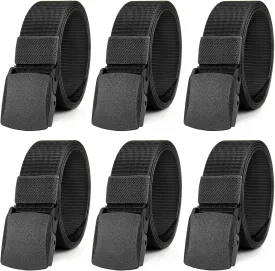 6 Pack Nylon Military Tactical Belt for Men/Women Webbing Canvas Work Belts with Plastic Buckle