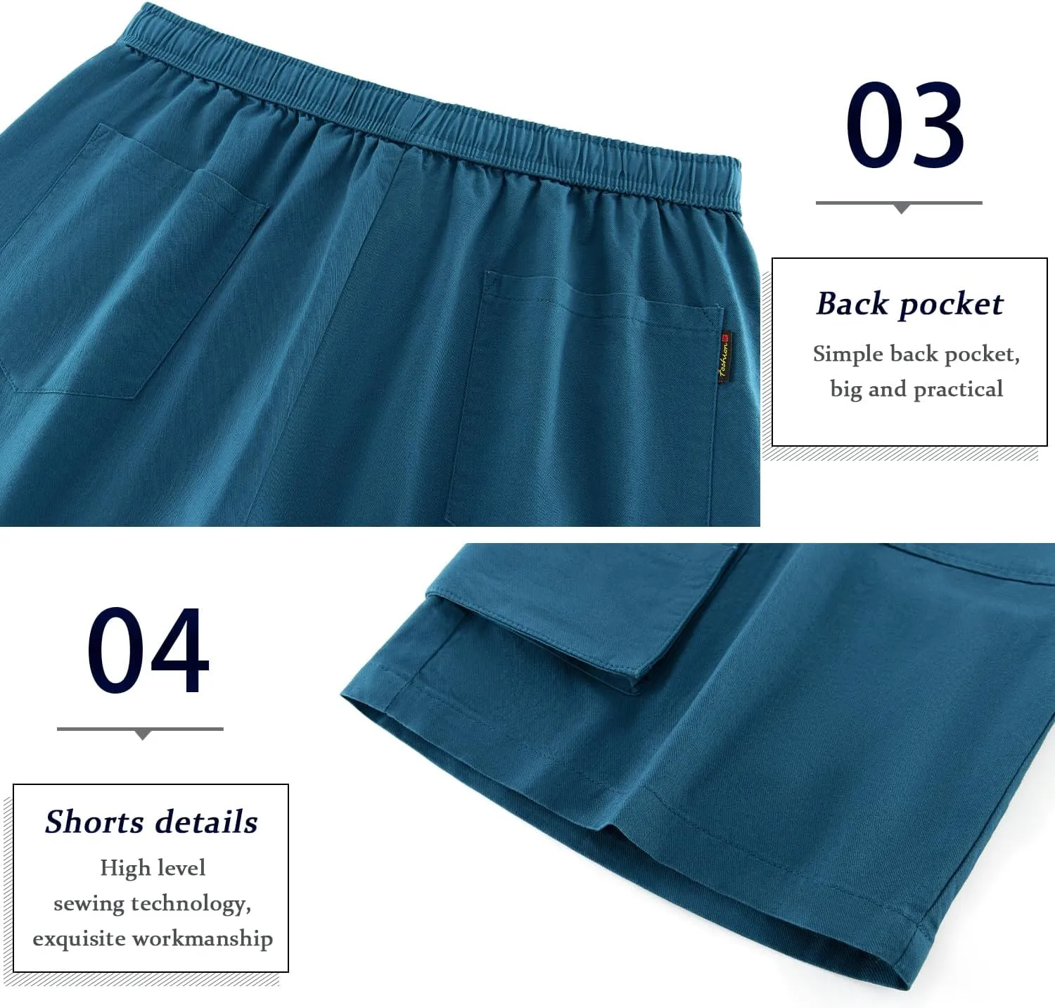 APTRO Men's Cargo Shorts Elastic Waistband Drawstring Summer Casual Cotton Big & Tall Relaxed Fit Work Shorts