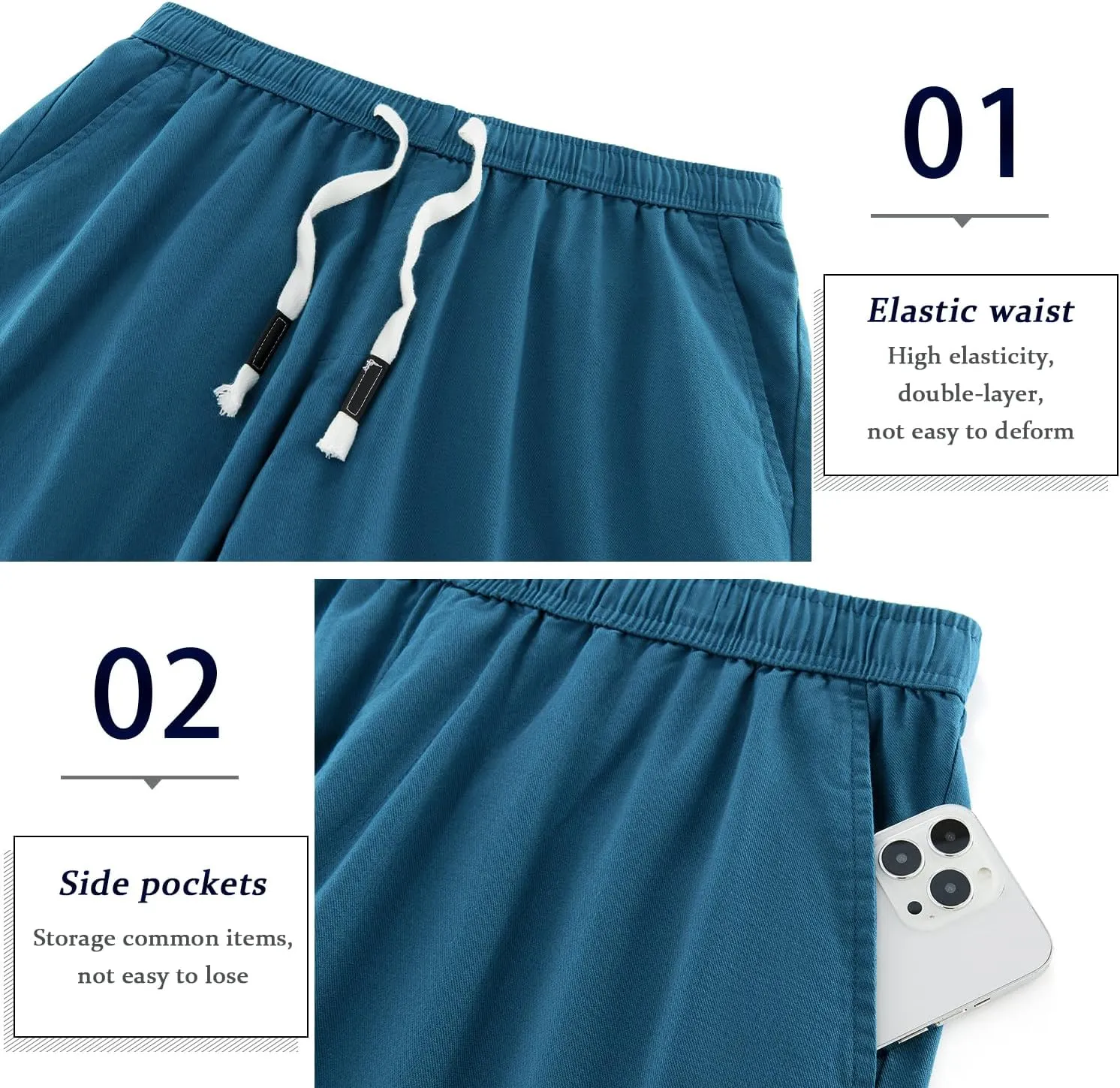 APTRO Men's Cargo Shorts Elastic Waistband Drawstring Summer Casual Cotton Big & Tall Relaxed Fit Work Shorts