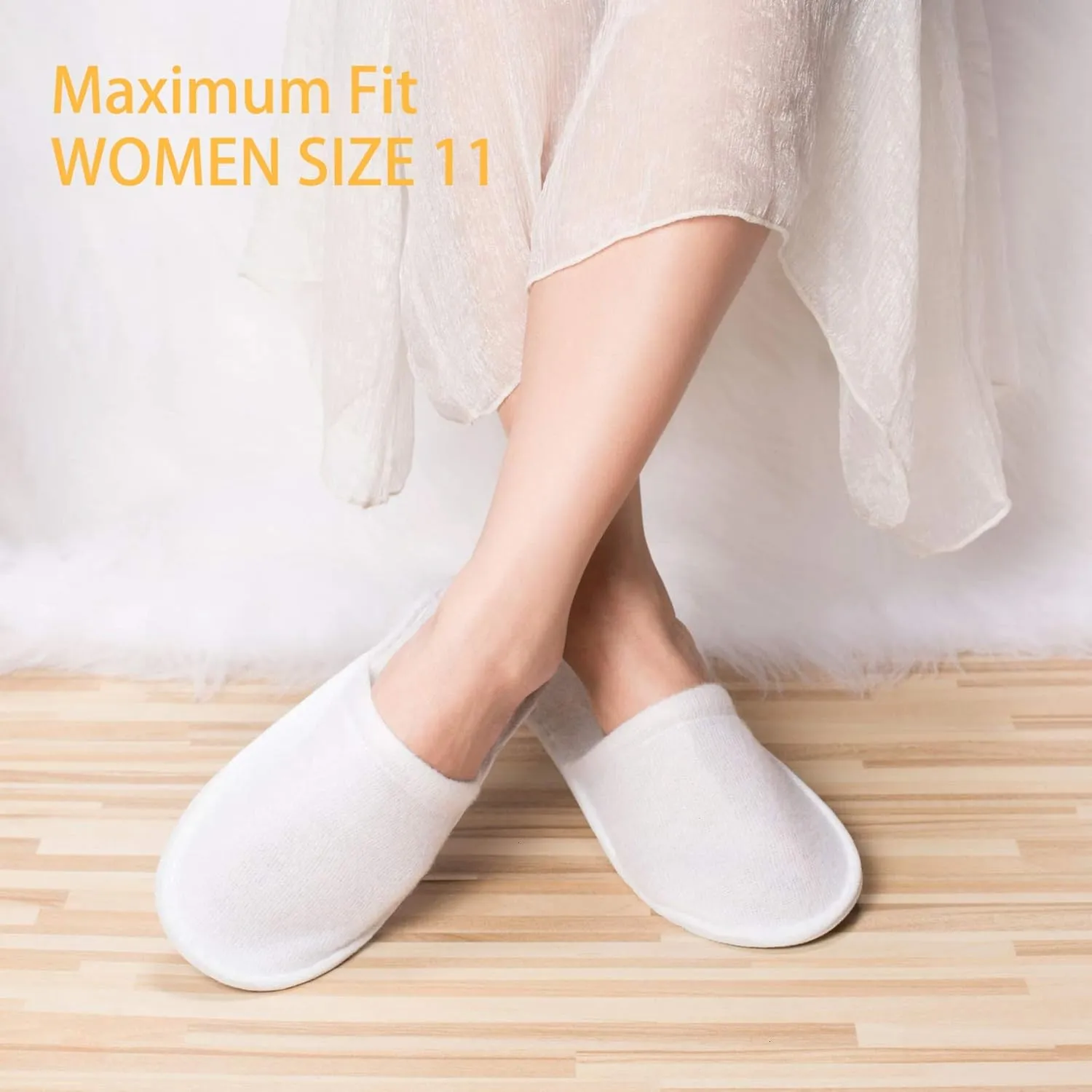 AQUEENLY Spa Slippers, 24 Pairs Velvet Closed Toe Disposable Slippers Fit Size for Men and Women for Hotel Home Guest Used, White Non-Slip Slippers