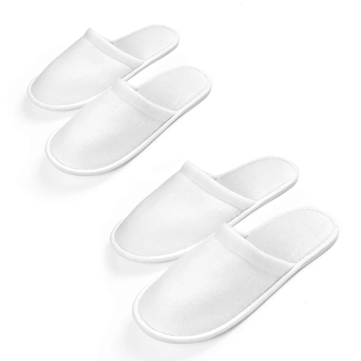 AQUEENLY Spa Slippers, 24 Pairs Velvet Closed Toe Disposable Slippers Fit Size for Men and Women for Hotel Home Guest Used, White Non-Slip Slippers