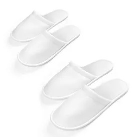 AQUEENLY Spa Slippers, 24 Pairs Velvet Closed Toe Disposable Slippers Fit Size for Men and Women for Hotel Home Guest Used, White Non-Slip Slippers
