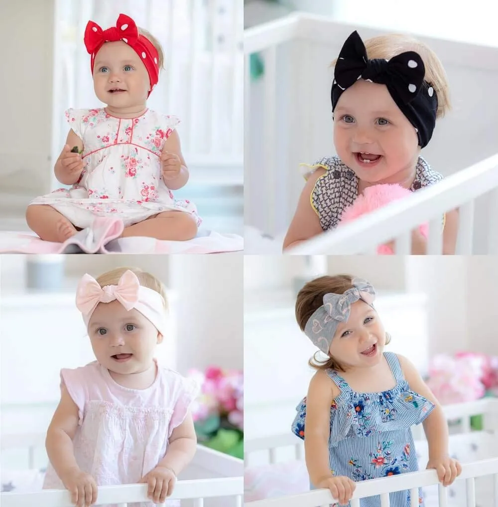 Baby Girl Headbands-Infant,Toddler Cotton Handmade Hairbands with Bows Child Hair Accessories (Beige)