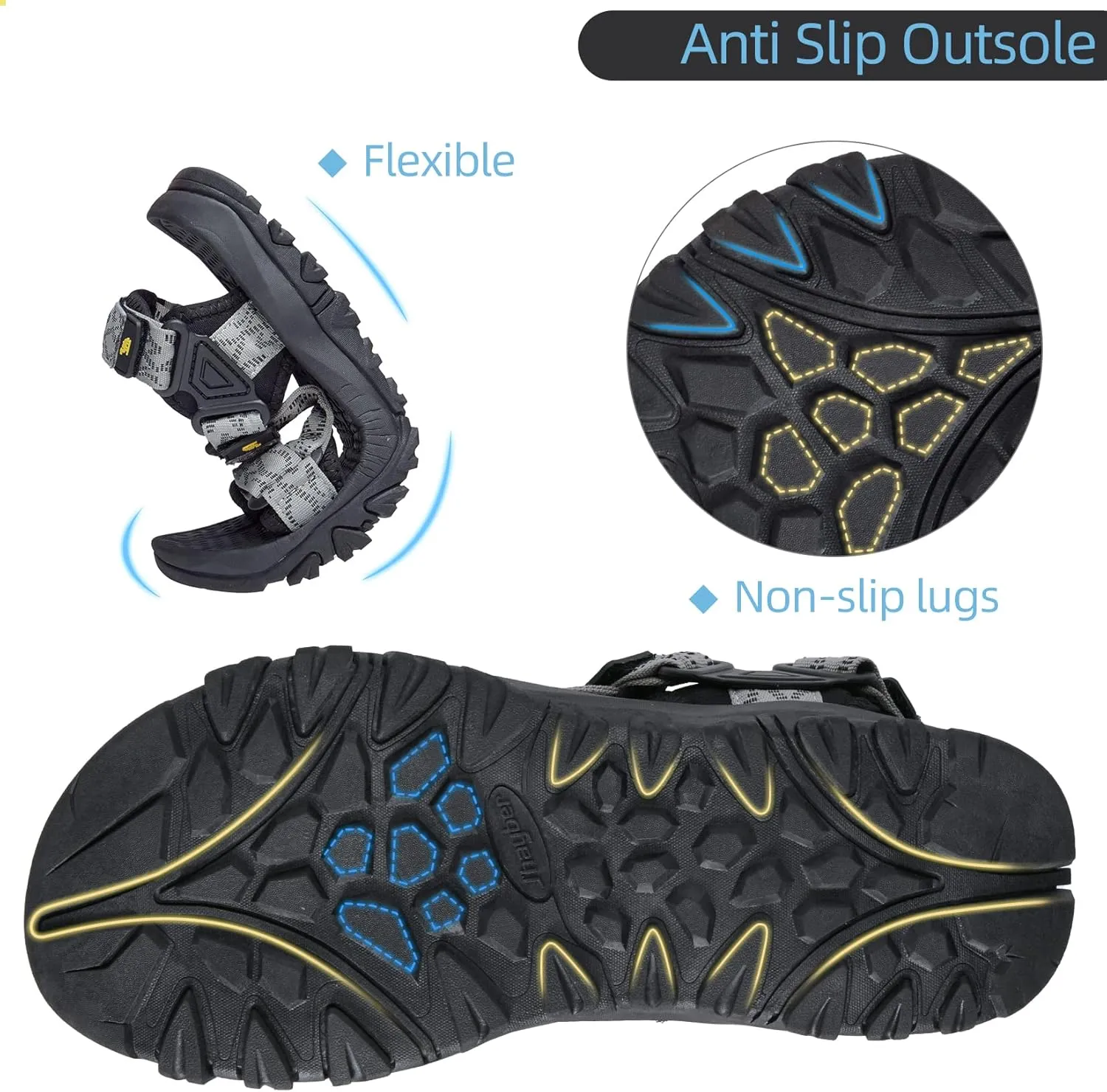 CAMELSPORTS Men??s Sandals Hiking Athletic Sandals Non-slip Water Sandals Comfortable Sport Sandals Open Toe Casual Beach Sandals
