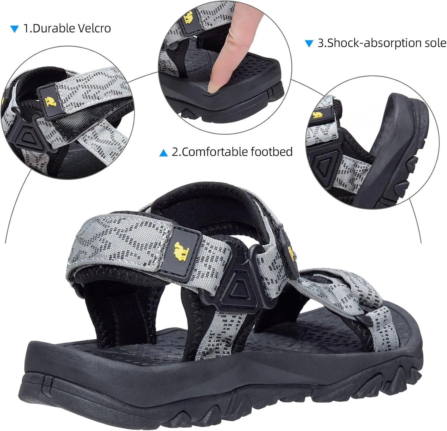 CAMELSPORTS Men??s Sandals Hiking Athletic Sandals Non-slip Water Sandals Comfortable Sport Sandals Open Toe Casual Beach Sandals
