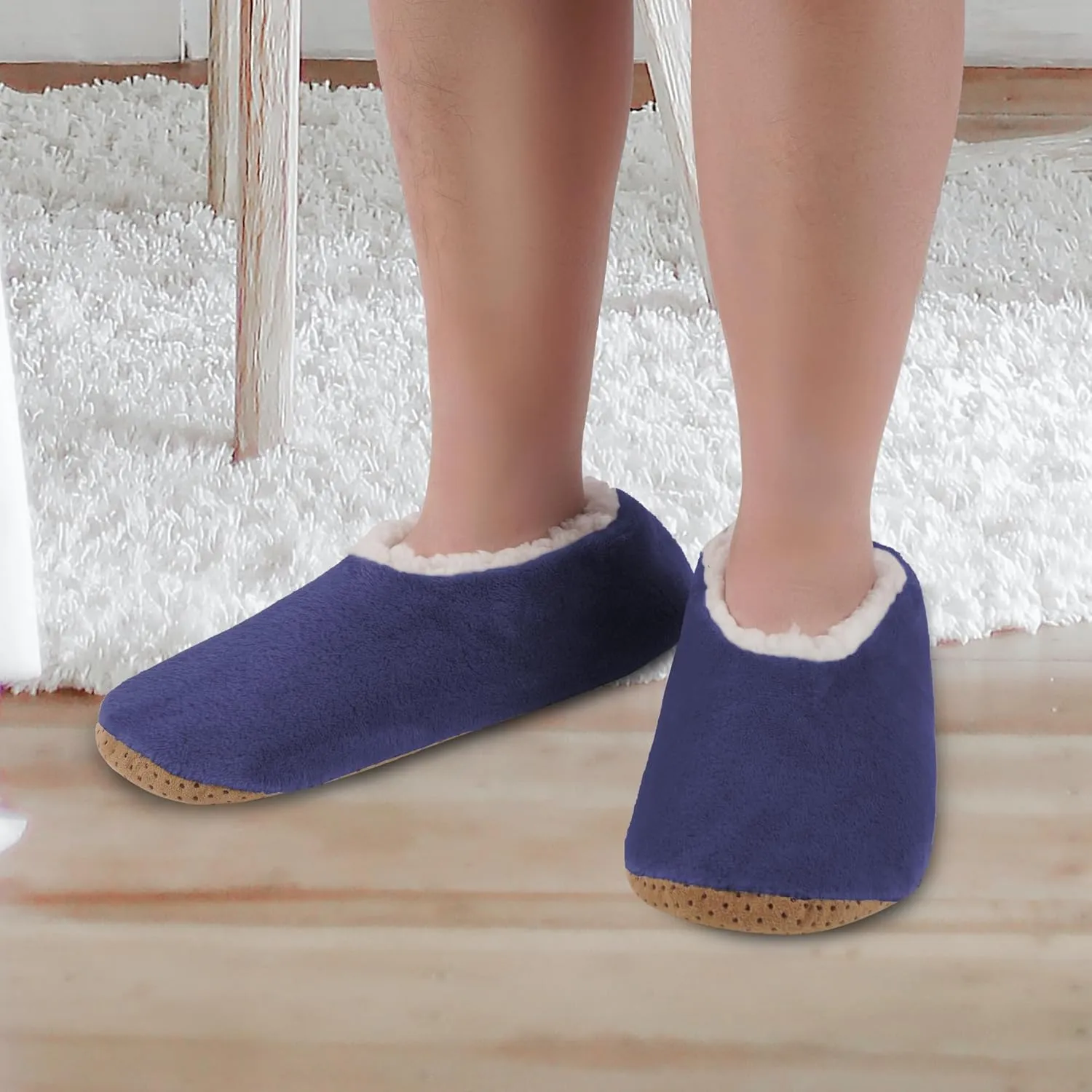 ELFJOY Mens Slipper Socks with Grippers Fuzzy House Slippers for Men Indoor Winter Warm Fleece Lined Sock Slippers