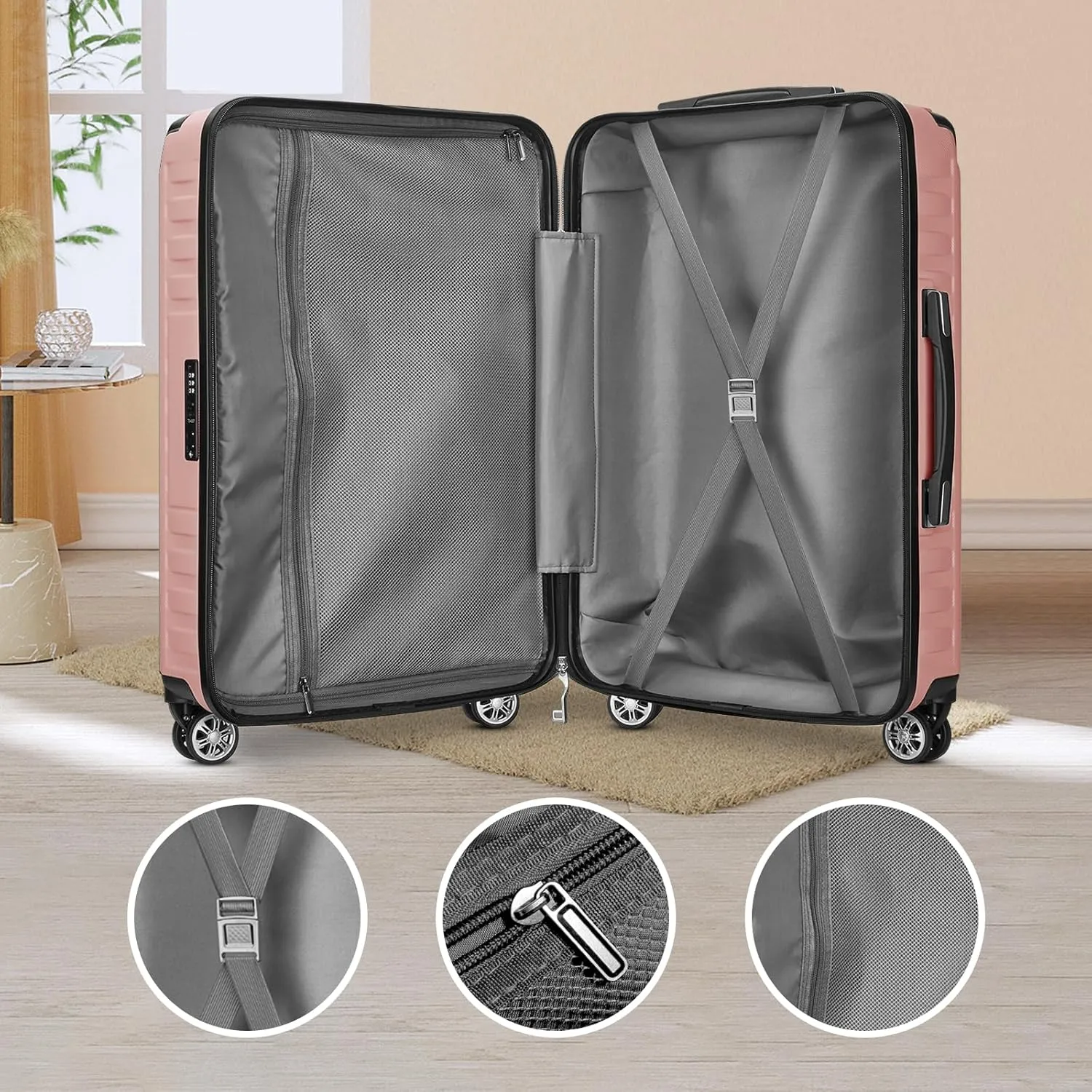 Melalenia Luggage 10 Piece Sets Clearance,Large Suitcase Set Spinner Wheels with TSA Locks,Hard Shell Pink Luggage Sets for Women Travel Suitcase (10Pcs Pink)