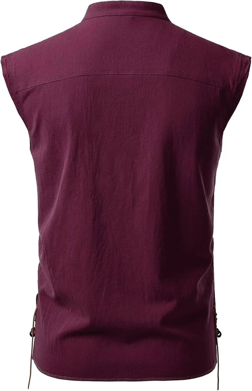 Men's Retro Pure Cotton Lace Up Sleeveless Shirts for Pirate Renaissance Medieval Viking Costume