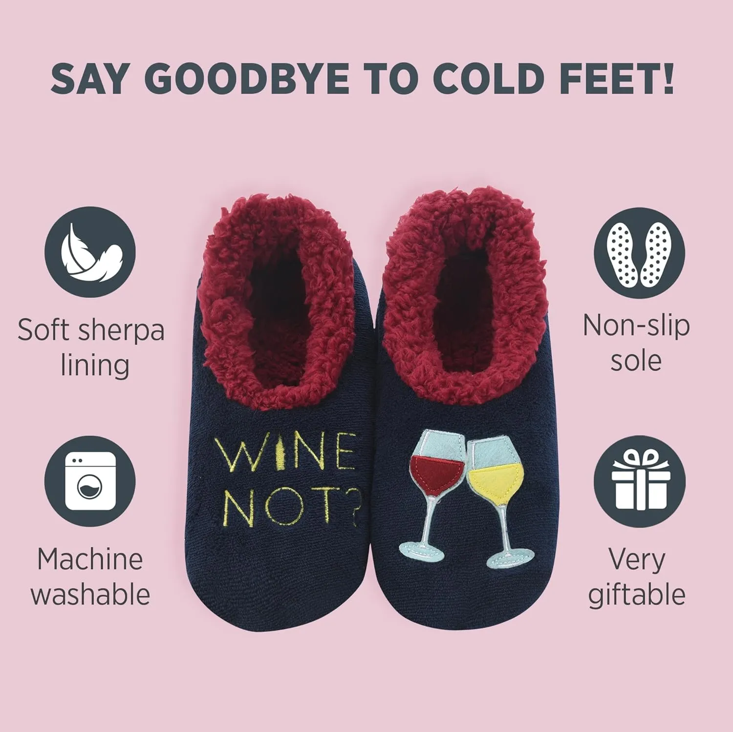 Snoozies Pairables Sherpa-lined Slipper Socks - Fuzzy and Cute Slippers for Women with Non-Slip Sole - Ladies Warm Slippers