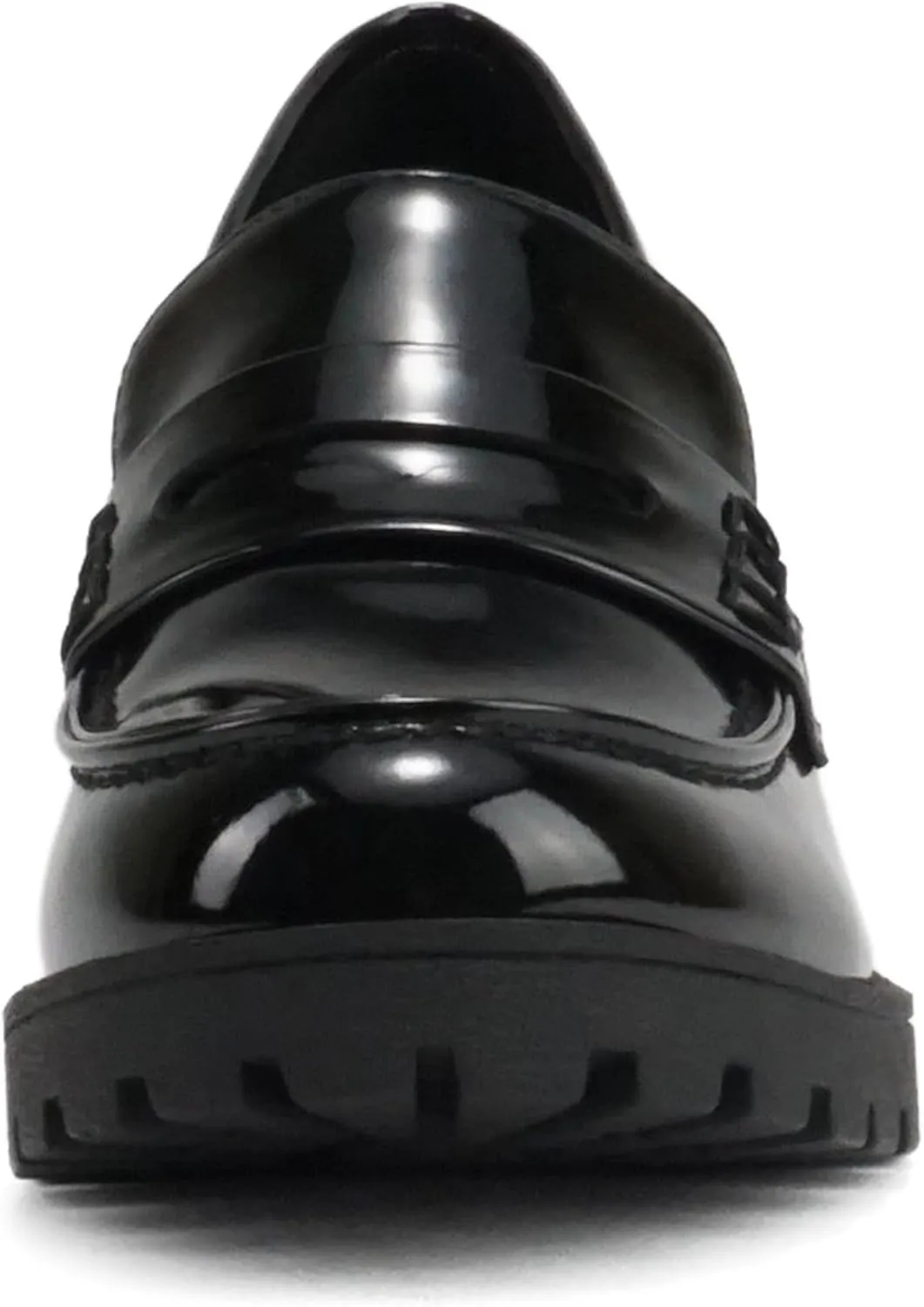 Soda Kinder ~ Women Slip On Chunky Mid Heel Lug Sole Penny Loafer Shoe