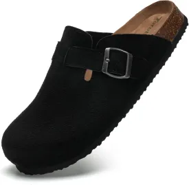 Torotto Mens Clogs Cork Footbed Suede Slippers Arch Support Potato Shoes with Adjustable Buckle