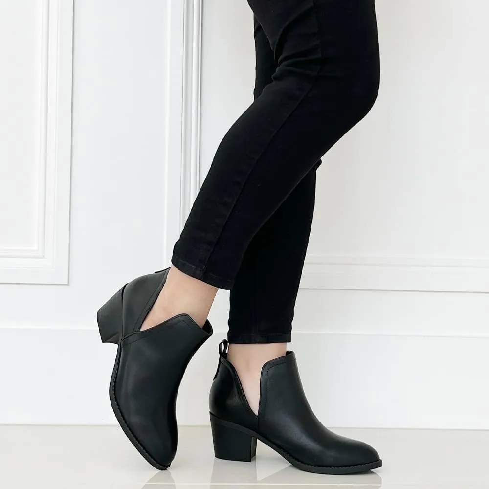 TRENDSUP Ankle Boots for Women Chelsea Square Toe Chunky Low Heel Booties Comfortable Slip on Short Boots