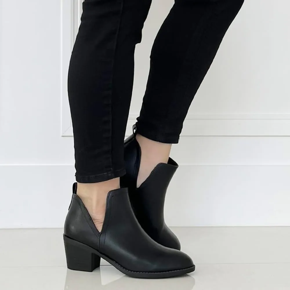 TRENDSUP Ankle Boots for Women Chelsea Square Toe Chunky Low Heel Booties Comfortable Slip on Short Boots