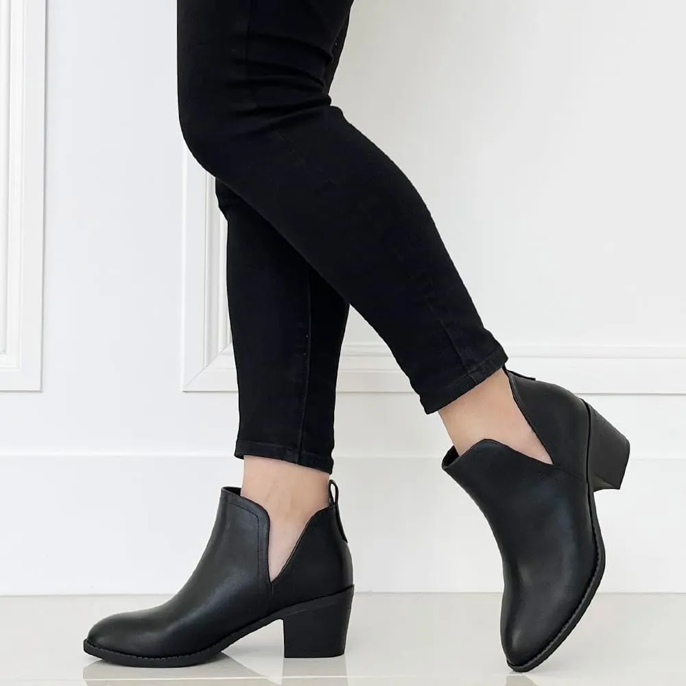 TRENDSUP Ankle Boots for Women Chelsea Square Toe Chunky Low Heel Booties Comfortable Slip on Short Boots