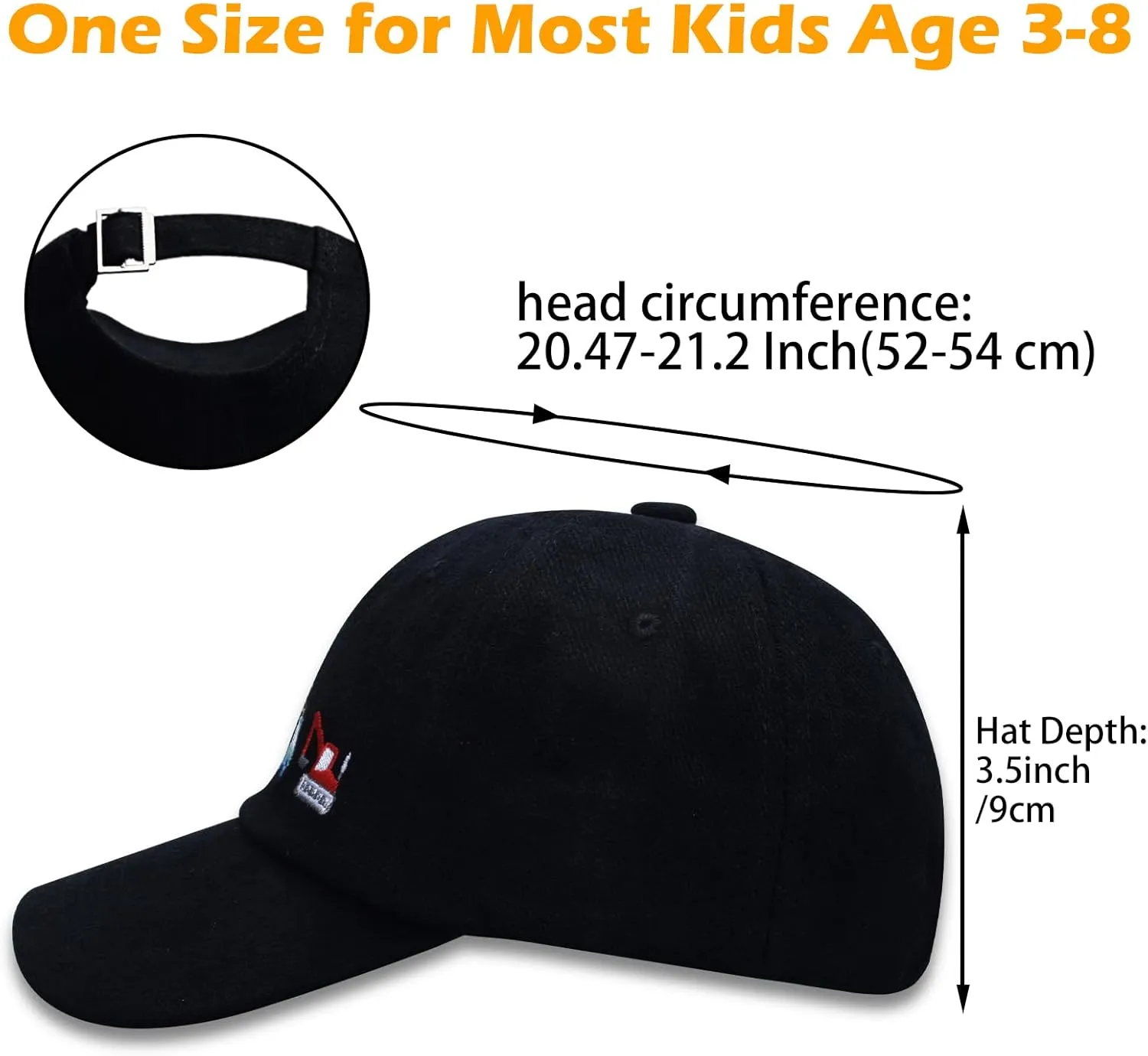 ZGDG Kids Boys Girls Baseball Cap Toddler Embroidery Car Trucker Hat Adjustable Washed Vintage Sun Fishing Hat for 3-8 Years