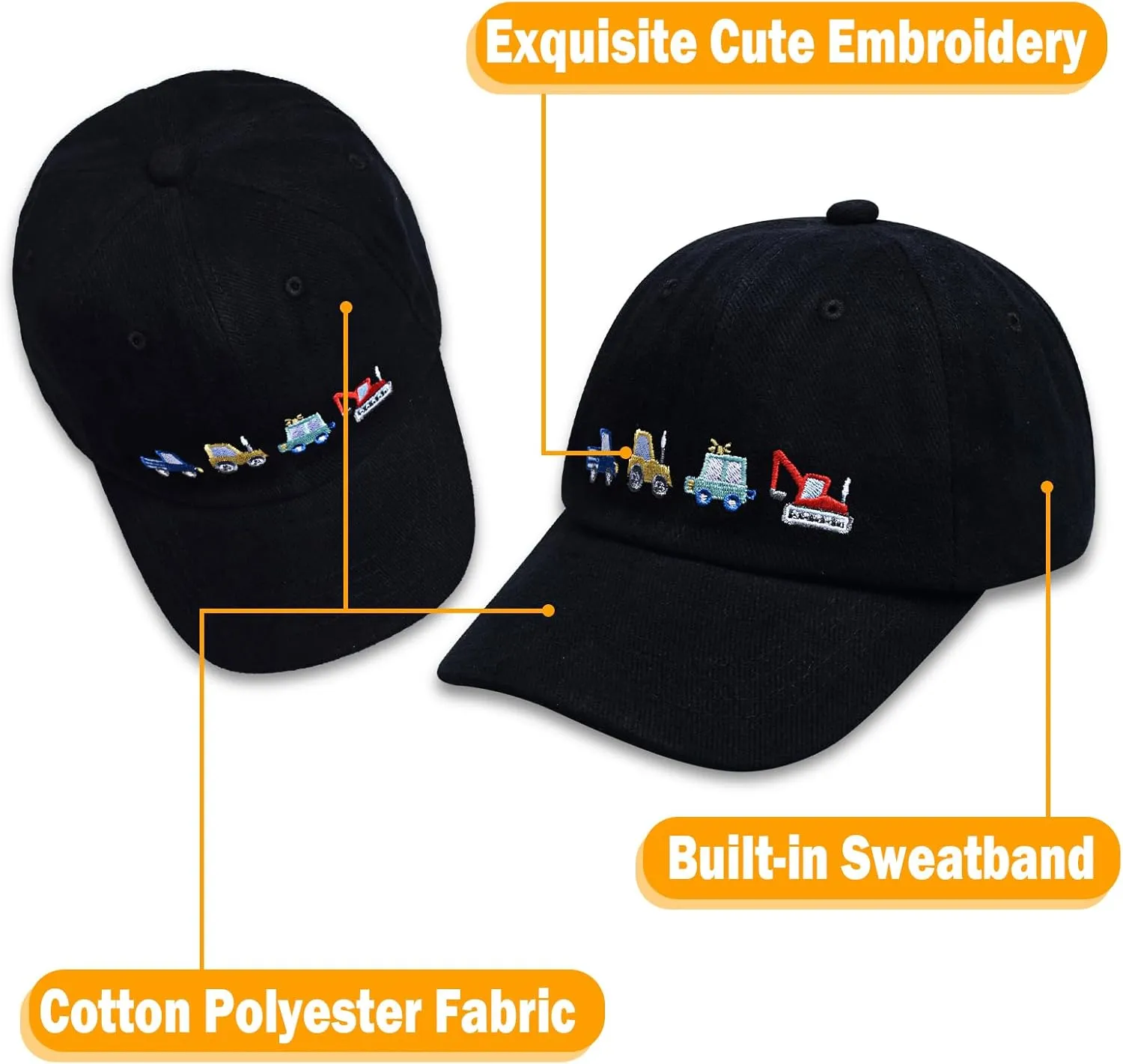 ZGDG Kids Boys Girls Baseball Cap Toddler Embroidery Car Trucker Hat Adjustable Washed Vintage Sun Fishing Hat for 3-8 Years